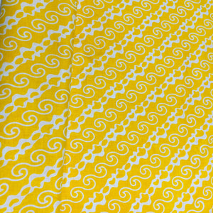 Yellow & White Traditional Print Cotton Fabric - TradeUNO