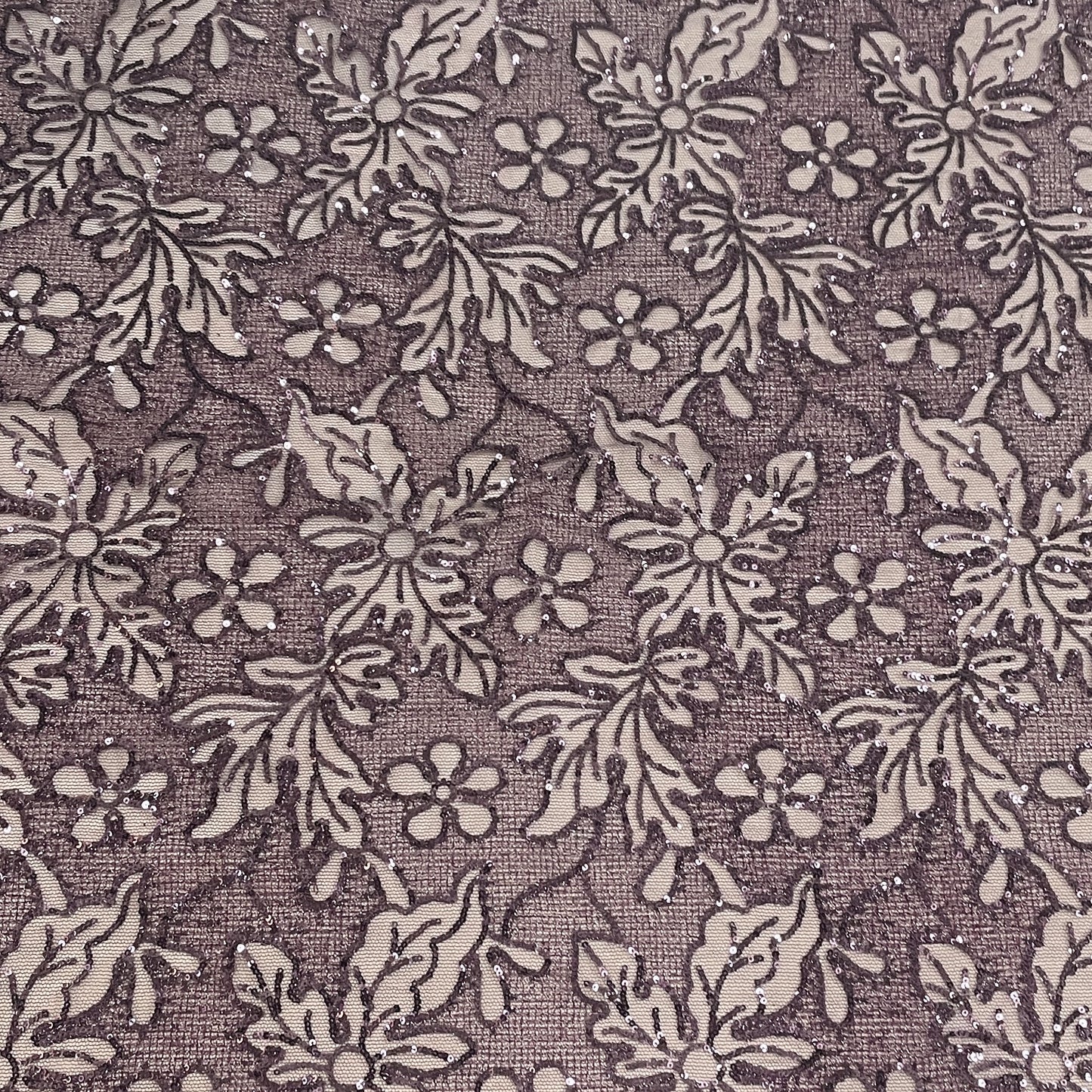 Classic Wine Floral Sequence Embroidery Net Fabric