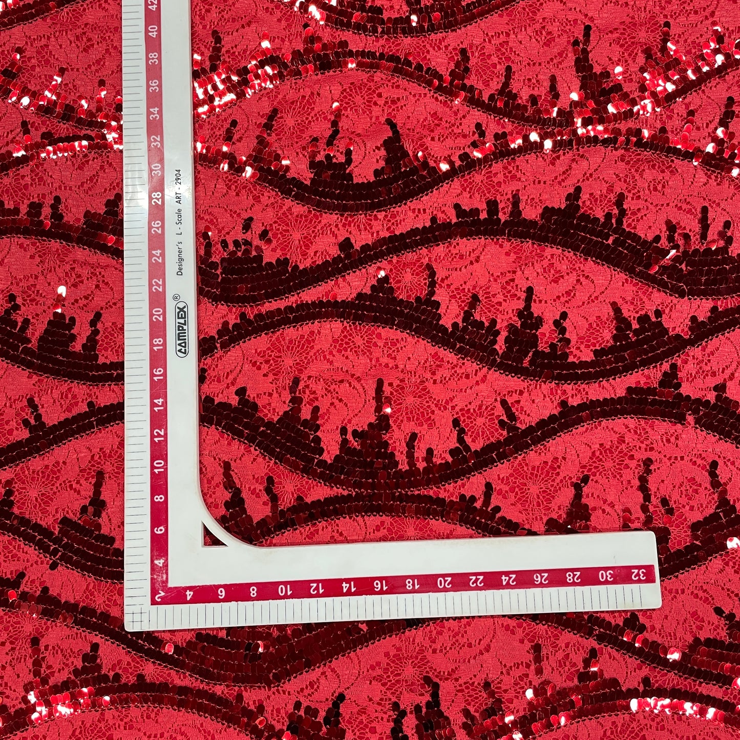 Red Lace Sequence Fabric - TradeUNO