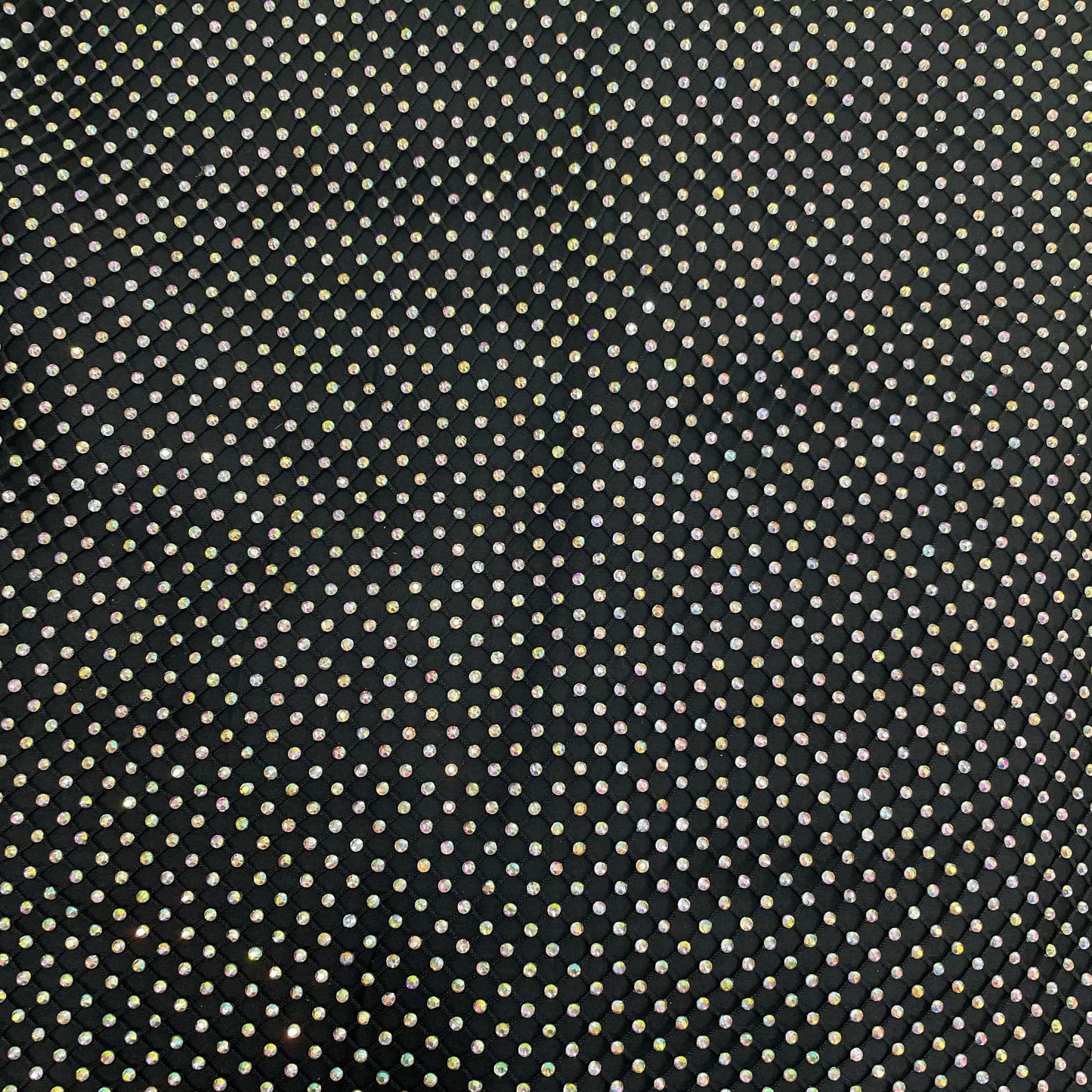 Imported Rhinestone Embroidery Black Mesh Net Fabric - TradeUNO
