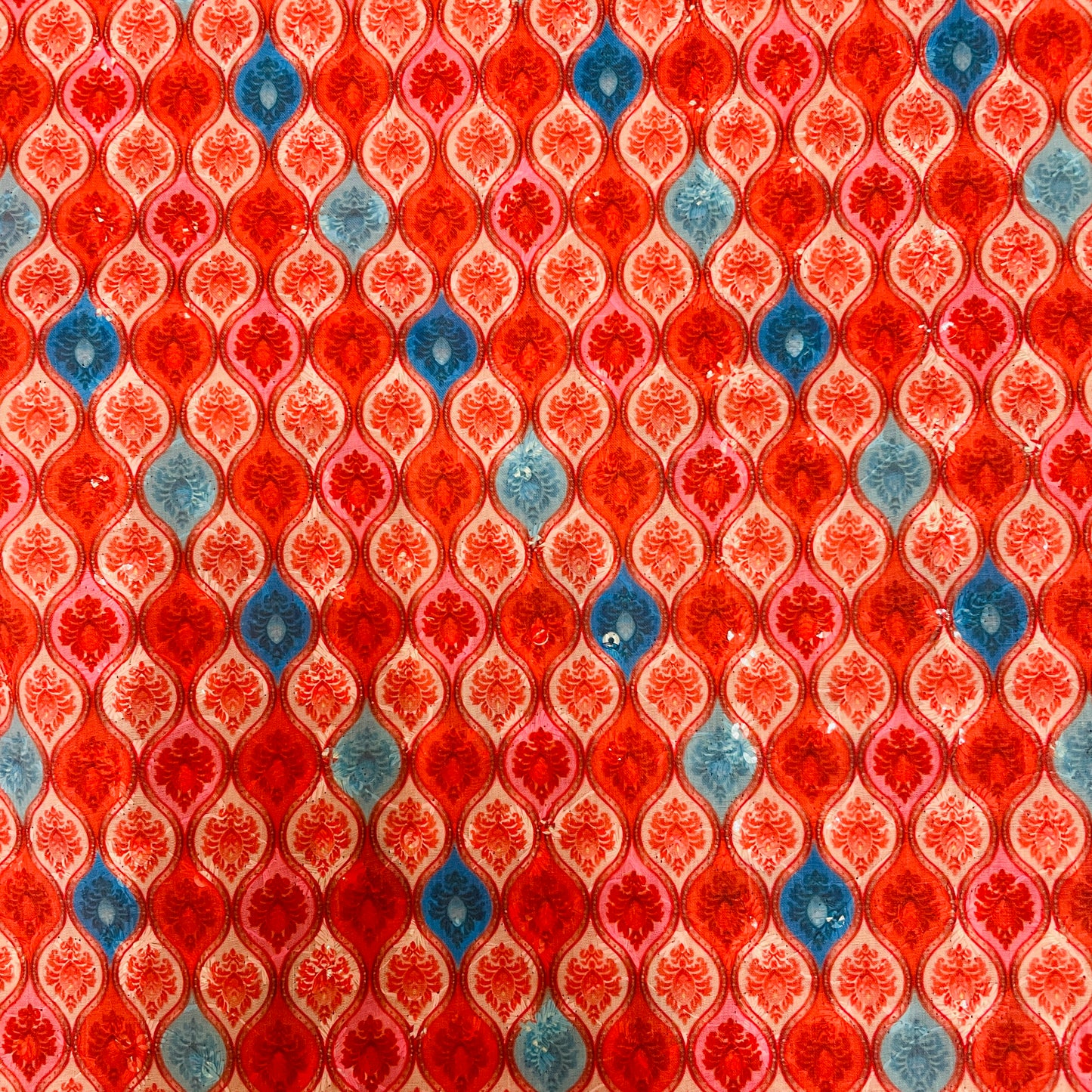 Pink Traditional Print Embroidery Cotton Fabric - TradeUNO