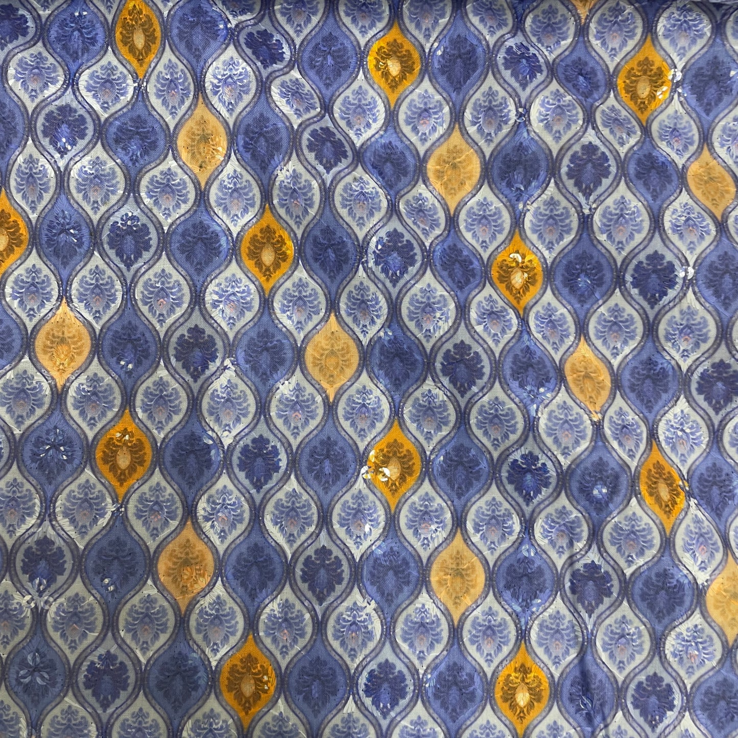 Blue Traditional Print Cotton Embroidery Fabric - TradeUNO