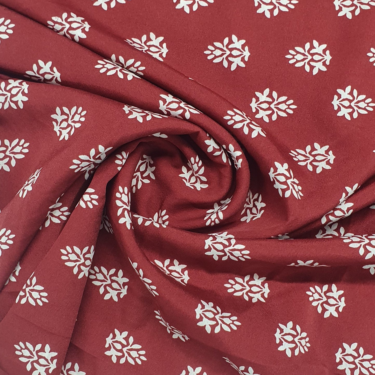 Maroon Handblock Print Poly Rayon Fabric Trade UNO