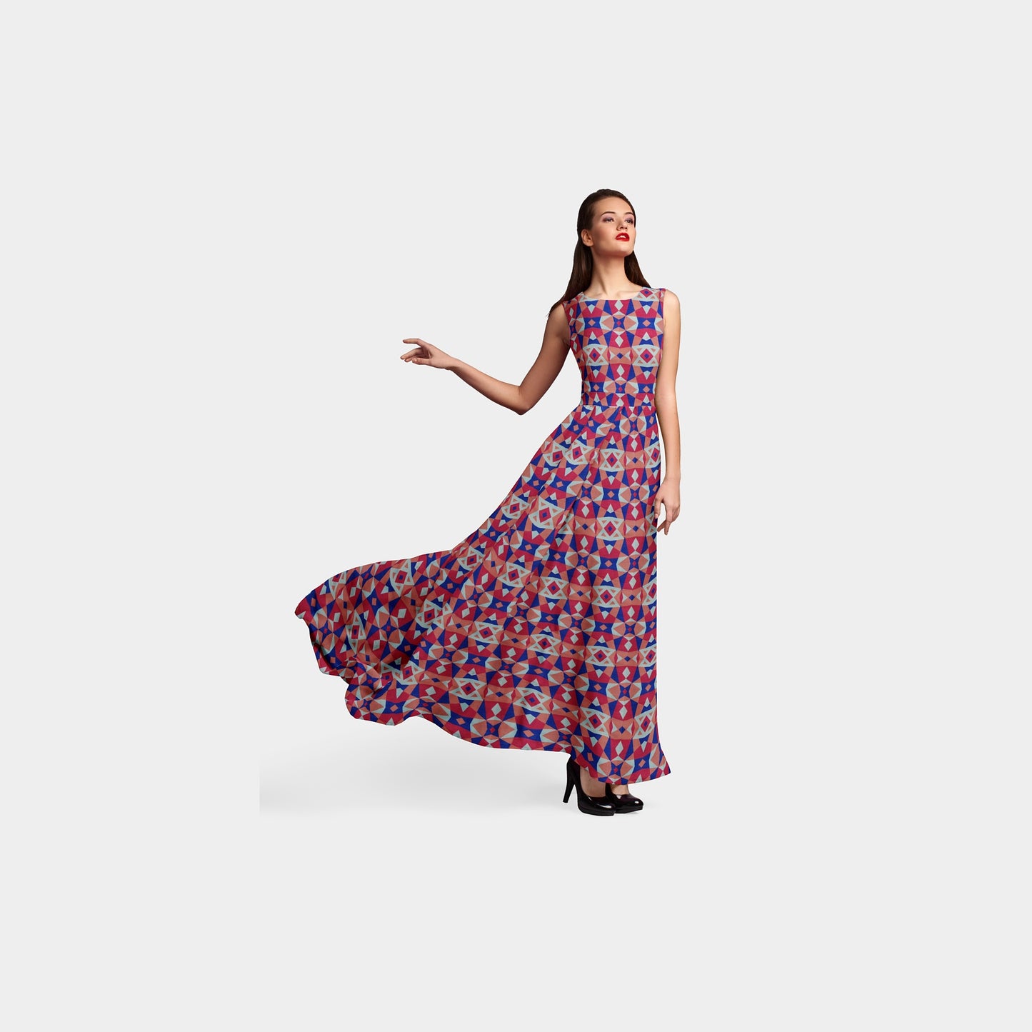 Multi Color Geometrical Print Rayon Fabric - TradeUNO