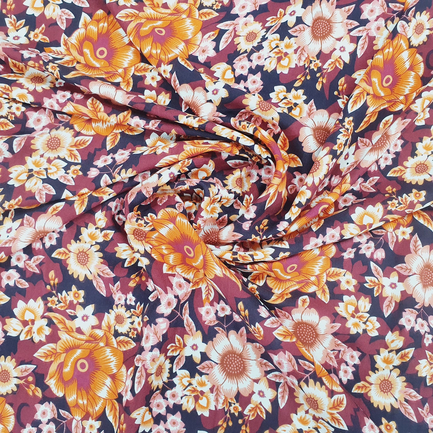 Multicolor Floral Print Poly Viscose Fabric Trade UNO