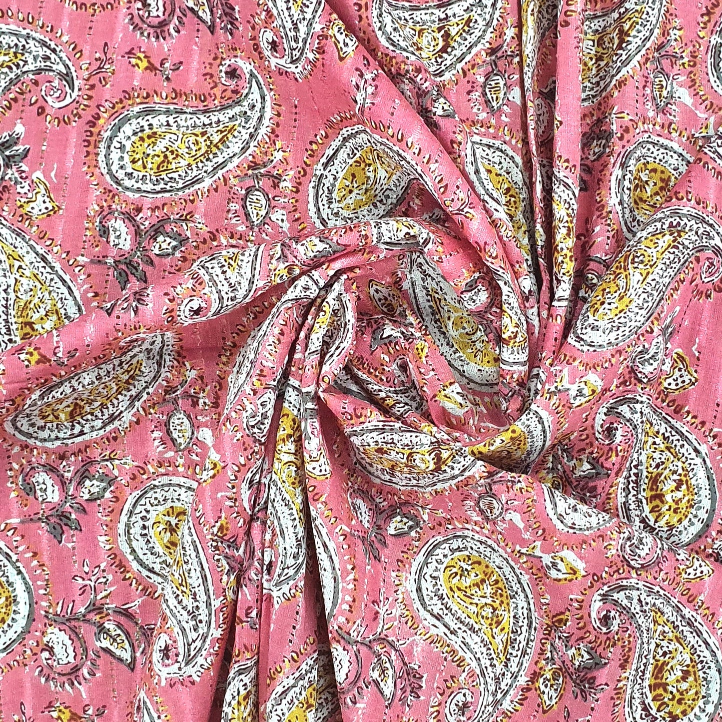 Pink Paisley Print Cotton Dobby Fabric Trade UNO