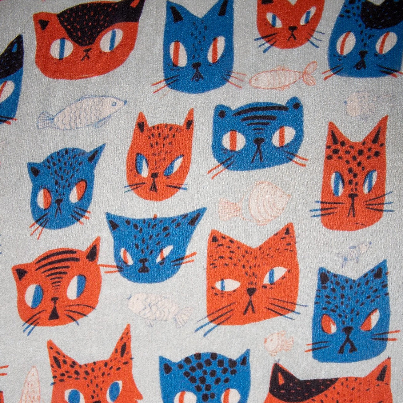 Red & Blue Quirky Print Chinnon Chiffon Fabric Trade UNO