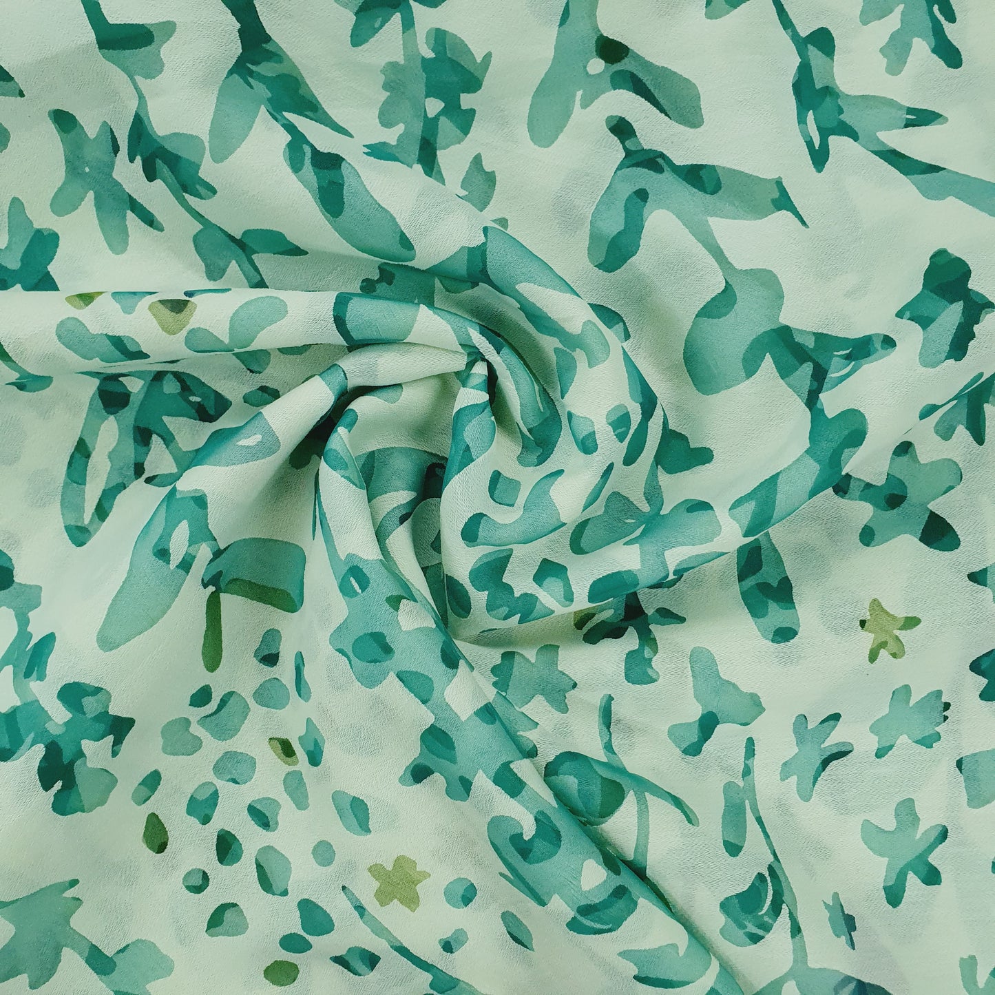 Sea Green Floral Print organza Fabric Trade UNO