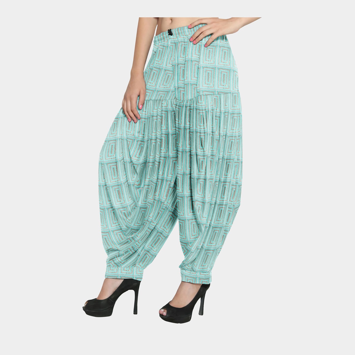 Sea Green Geometrical Pattern Embroidery Georgette Fabric Trade UNO