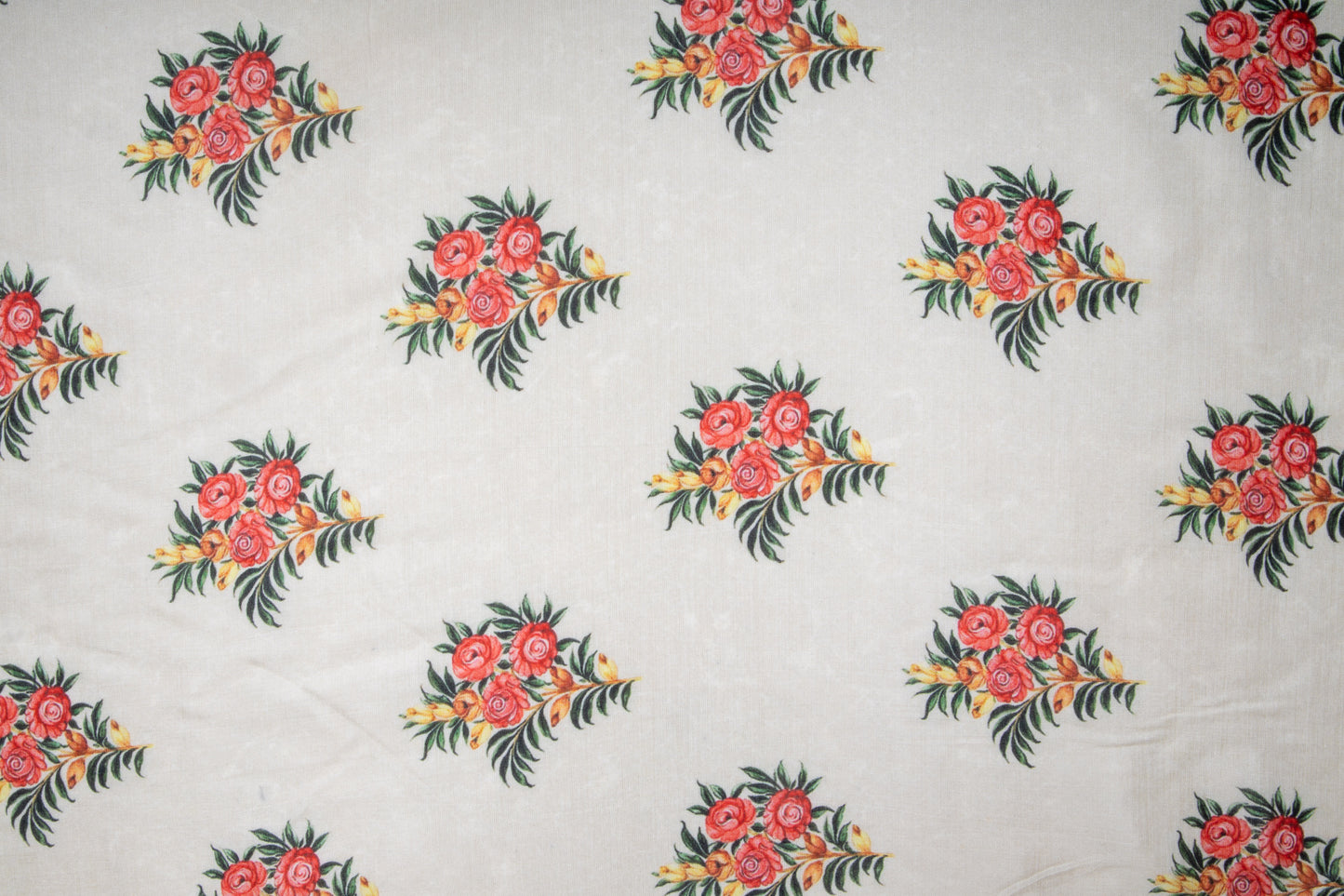 Off White Mughal Digital Print Cotton Silk Fabric Trade UNO