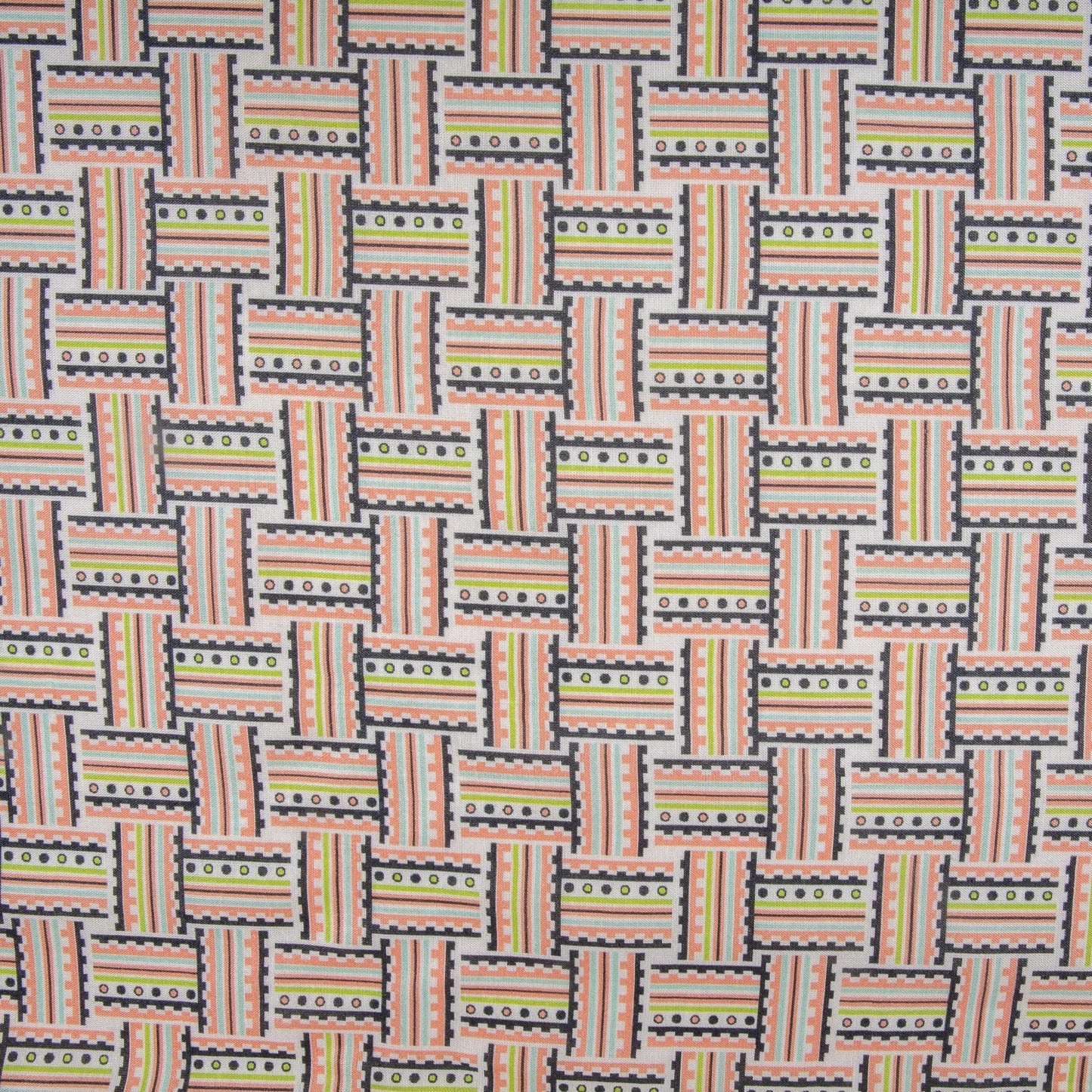 Multi Color Geometrical Print Russian Silk Fabric Trade UNO