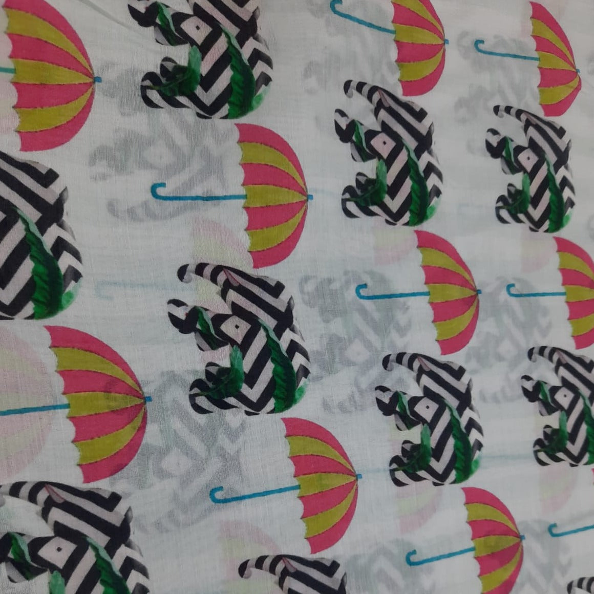 White Traditional Print Cotton Silk Fabric Trade UNO