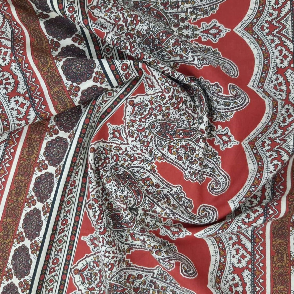 Orange Traditional Print Cotton Fabric Trade UNO