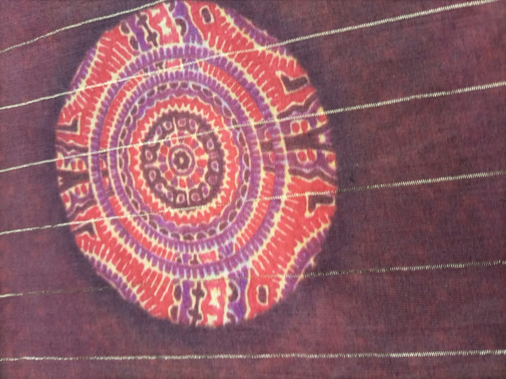 Purple With Golden Lurex Traditional Print Chanderi Fabric Trade UNO
