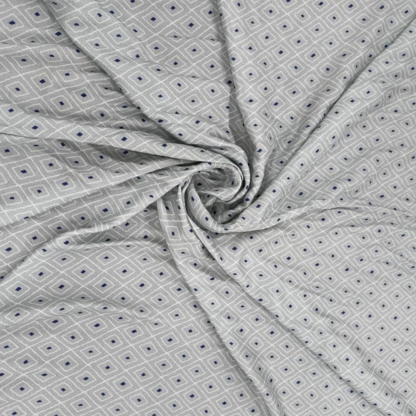 Grey Geometrical Print Spun Fabric Trade UNO
