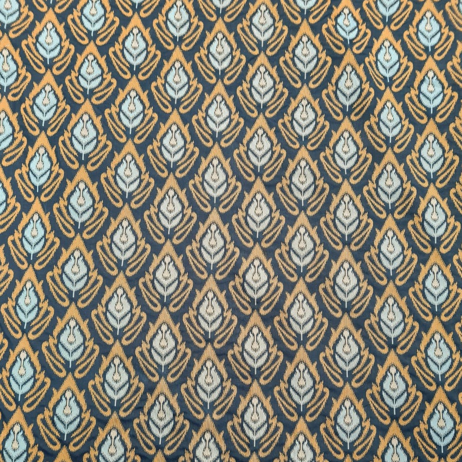 Black & Brown Traditional Ikkat Print Brocade Fabric trade-uno