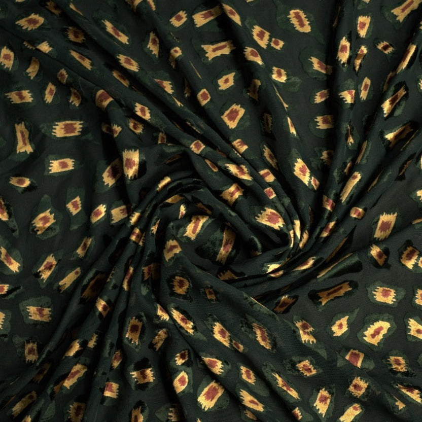 Green Animal Print Brasso Velvet Fabric Trade UNO