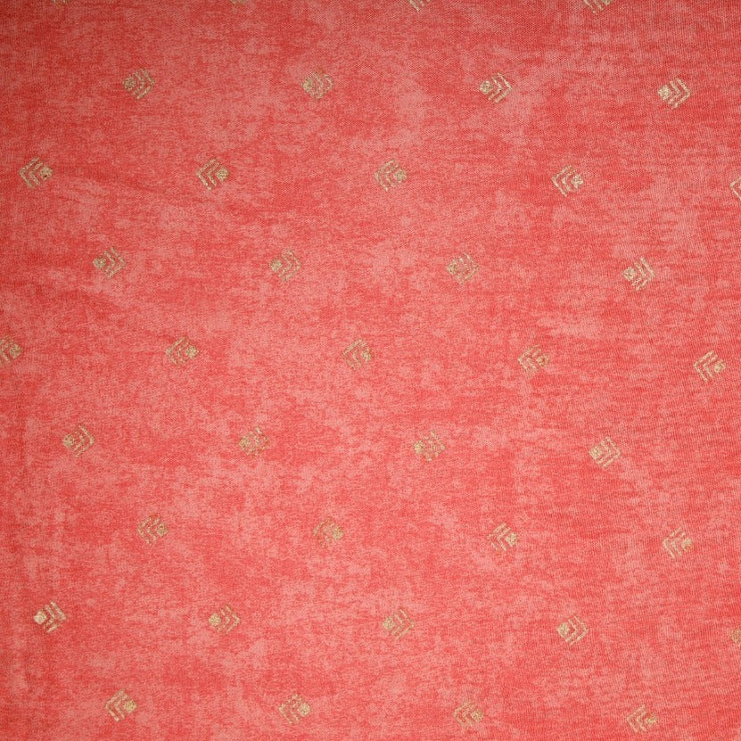 Orange Foil Print Rayon Viscose Fabric Trade UNO