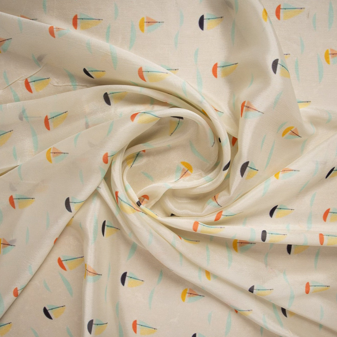 Off White Quirky Print Chinnon Chiffon Fabric Trade UNO