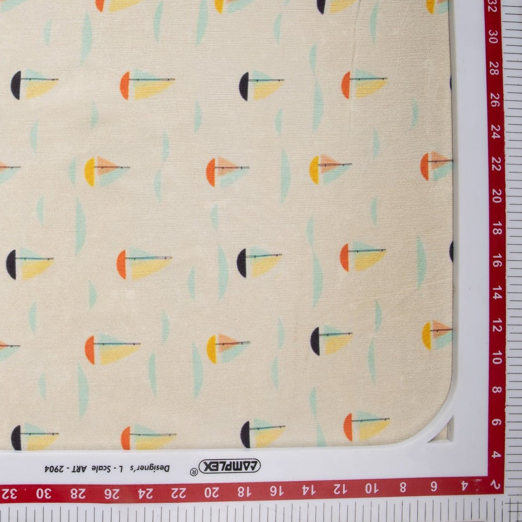 Off White Quirky Print Chinnon Chiffon Fabric Trade UNO