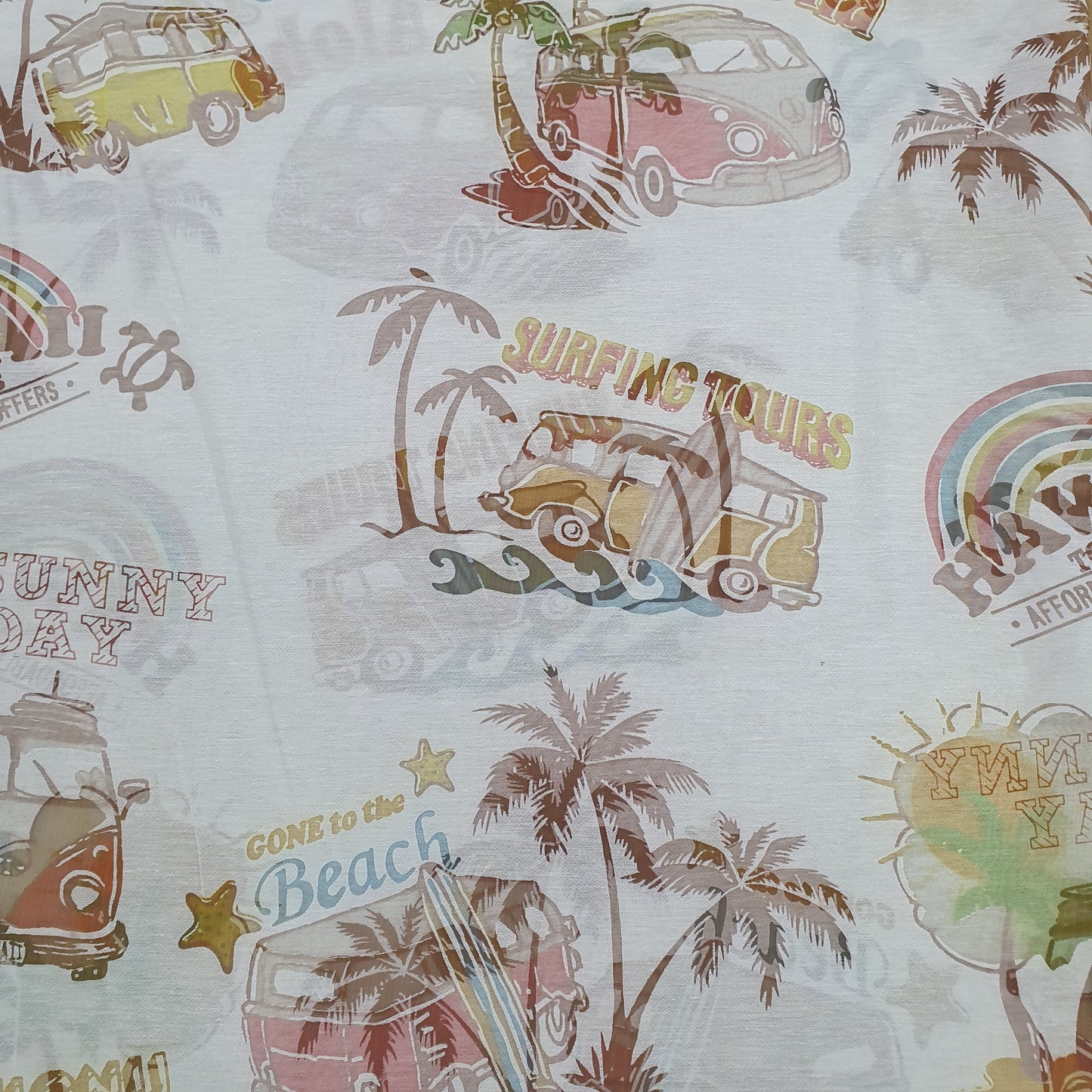White Quirky Print Organza Fabric Trade UNO