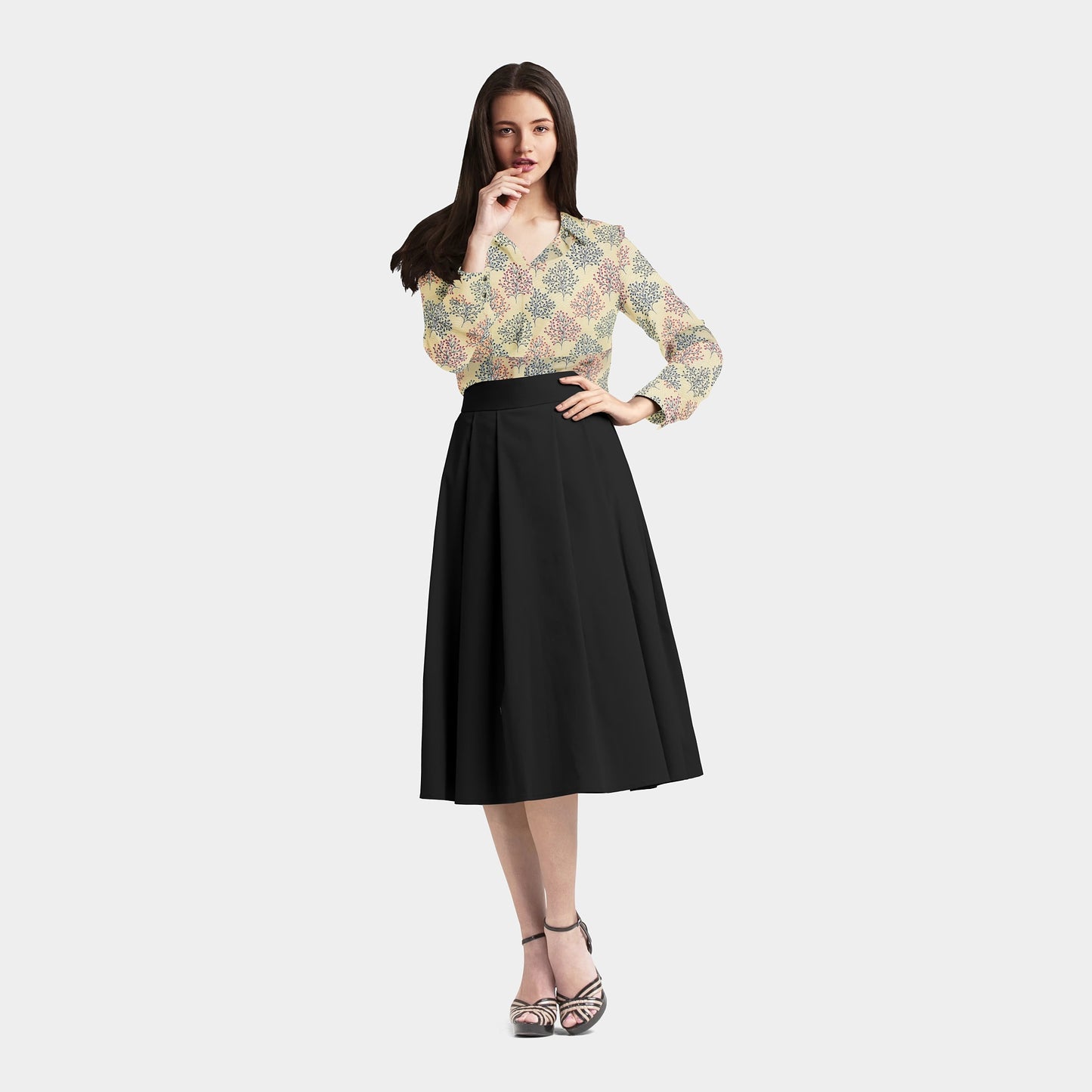 Yellow Floral With Foil Print Rayon Fabric Trade UNO