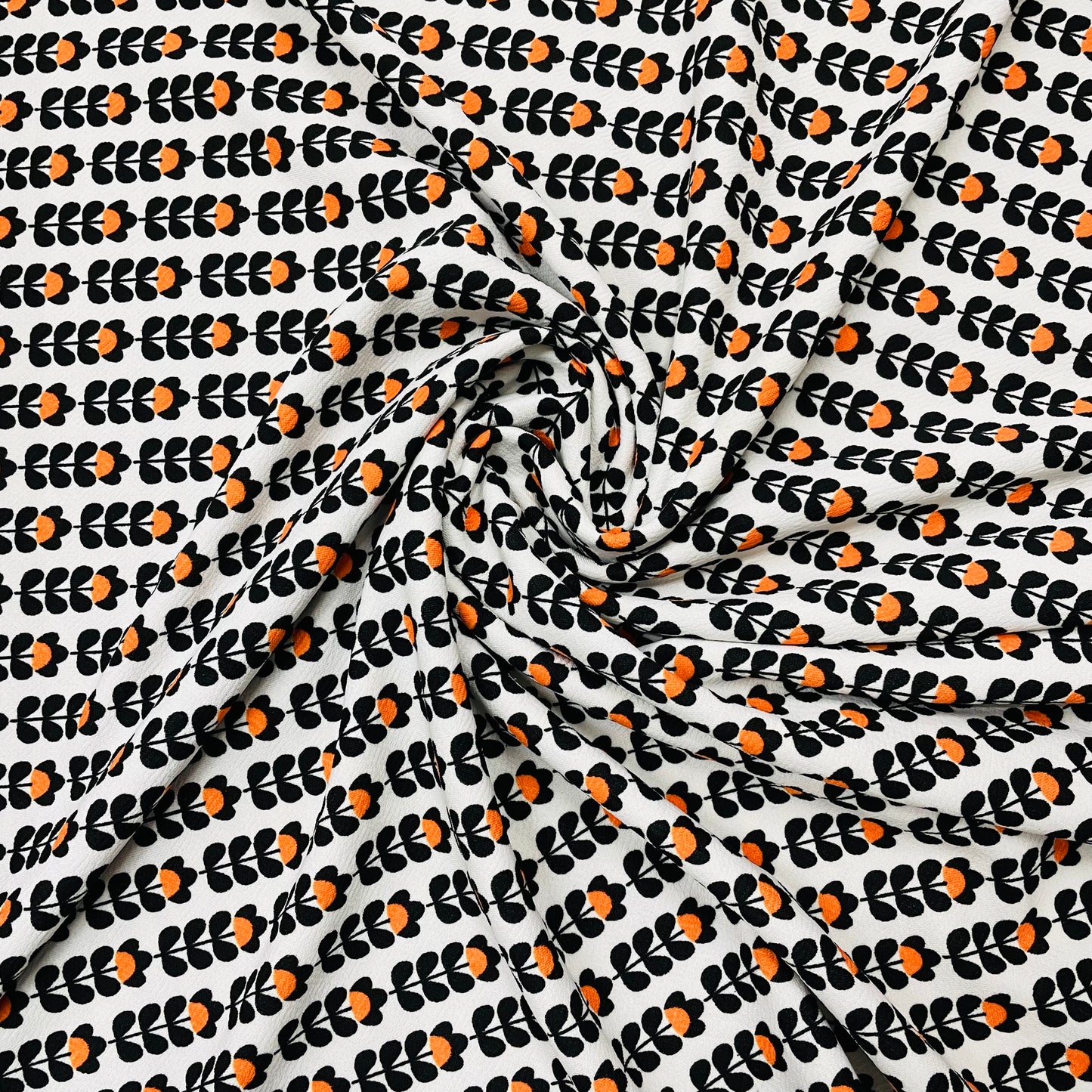 Grey With Black Stripes Crepe Lycra Fabric - TradeUNO