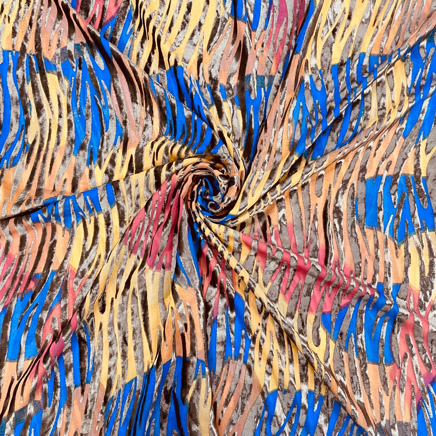 Multicolor Abstract Print Brasso Velvet Fabric - TradeUNO
