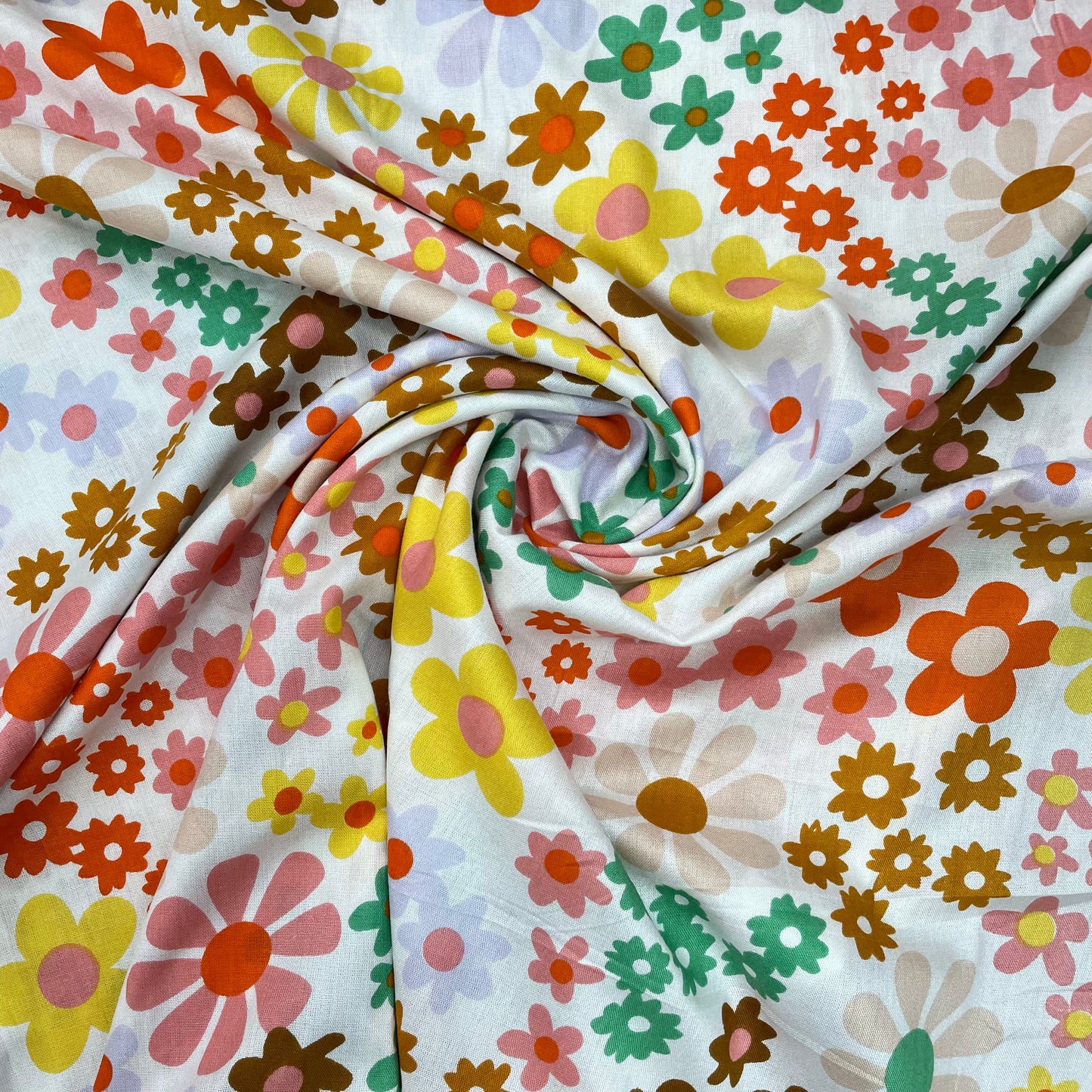 White With Multicolor Floral Print Rayon Fabric - TradeUNO