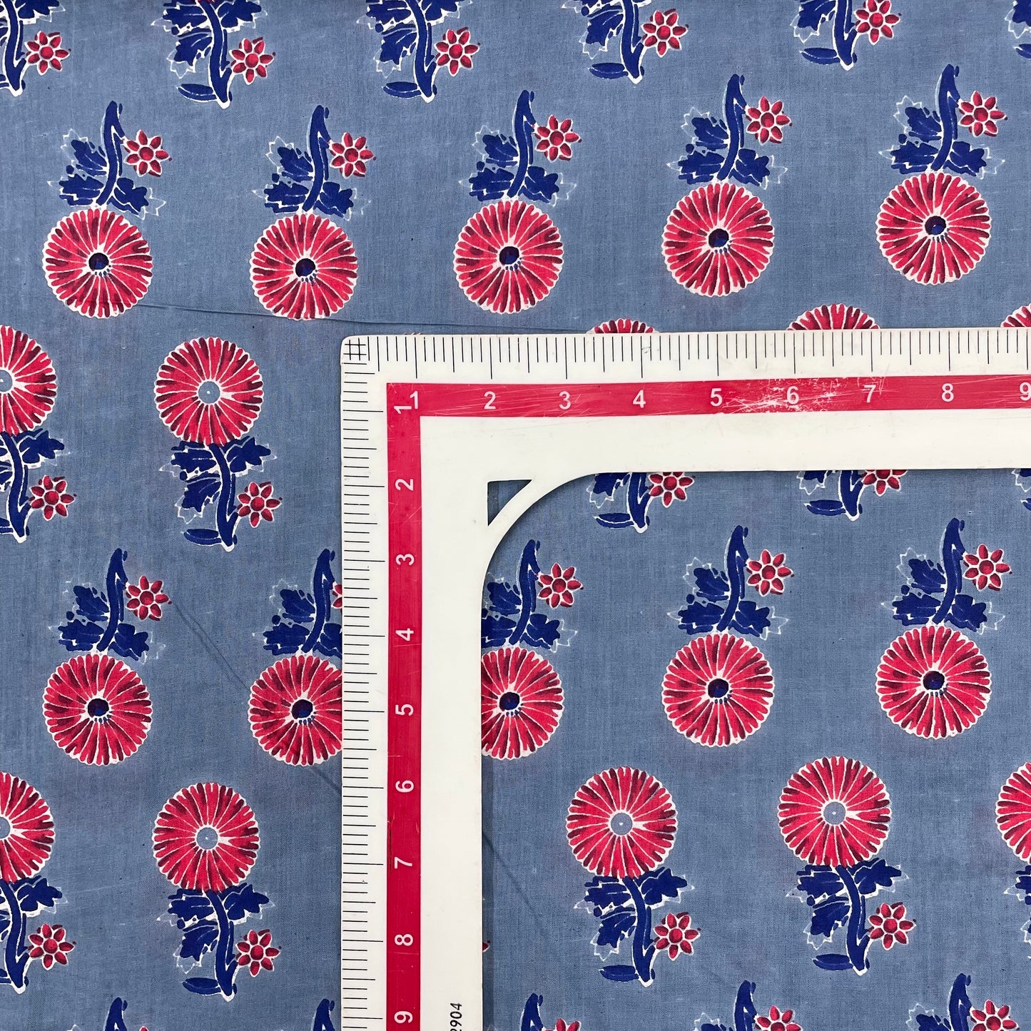 Grey Red Ajrakh Print Cotton Fabric - TradeUNO