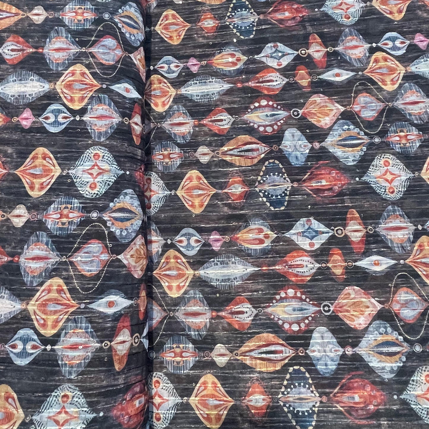 Black with Multicolor Traditional Sequence Embroidery Georgette Fabric - TradeUNO