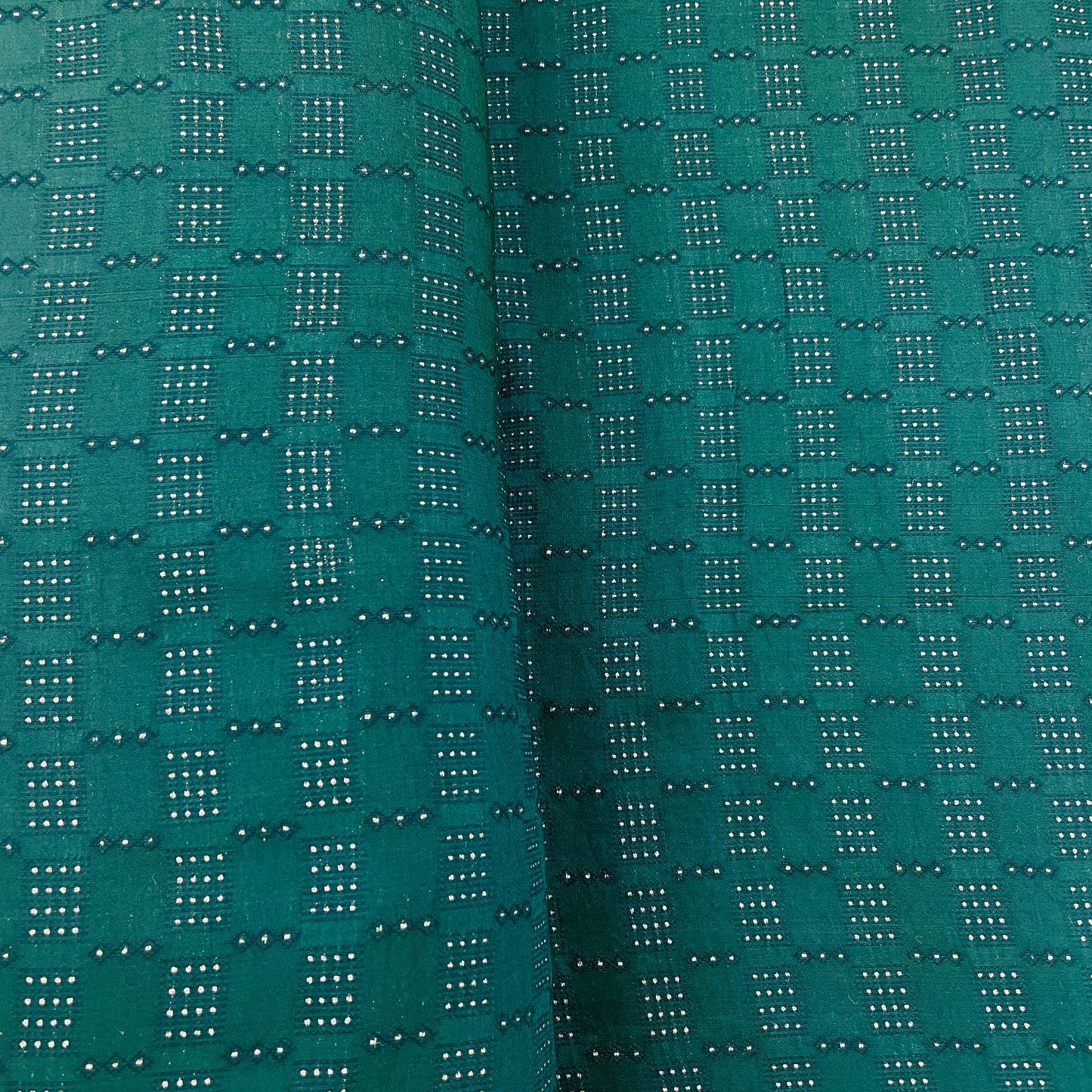 Dark Green Embroidery Chanderi Fabric - TradeUNO