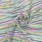 White With Multicolor Lurex Stripes Georgette Jacquard Fabric