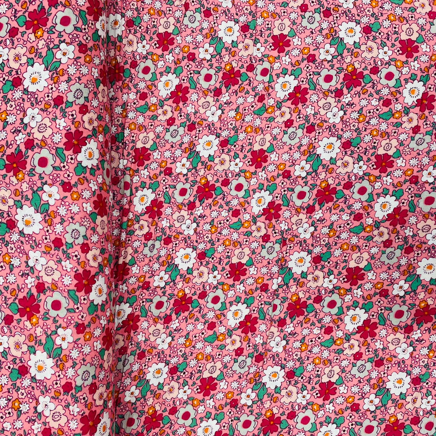 Pink With Multicolor Floral Print Rayon Fabric - TradeUNO