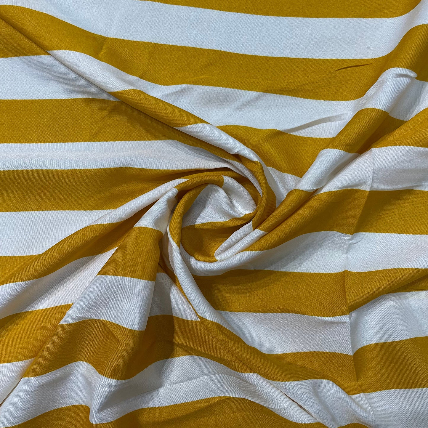 White With Yellow Stripes Crepe Fabric - TradeUNO