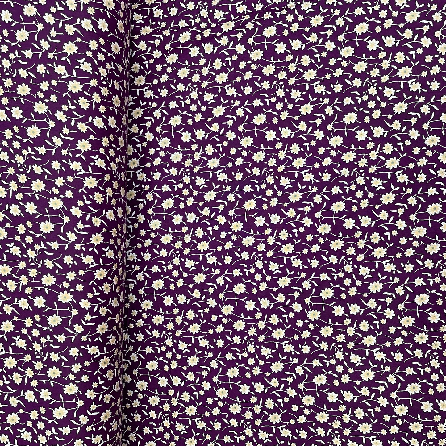 Raspberry Purple With Cream Floral Print Rayon Fabric - TradeUNO