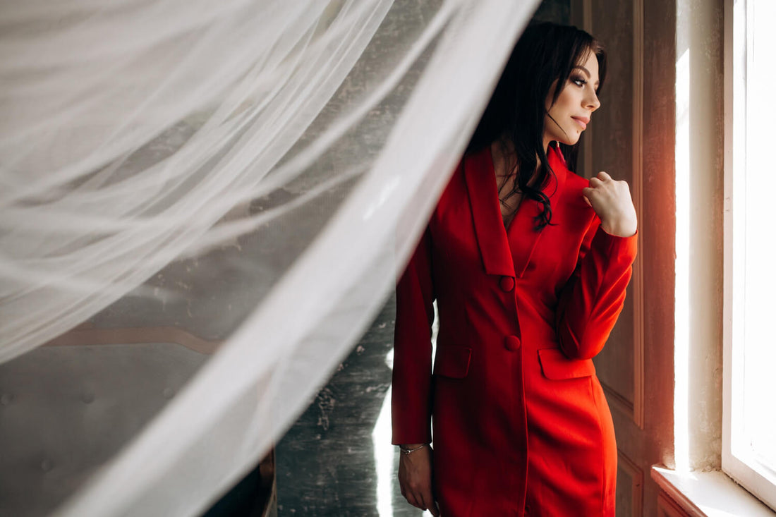 Red Raw Silk Fabric Outfit