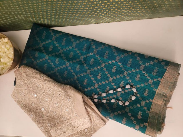 Peacock Green Colour Fabric