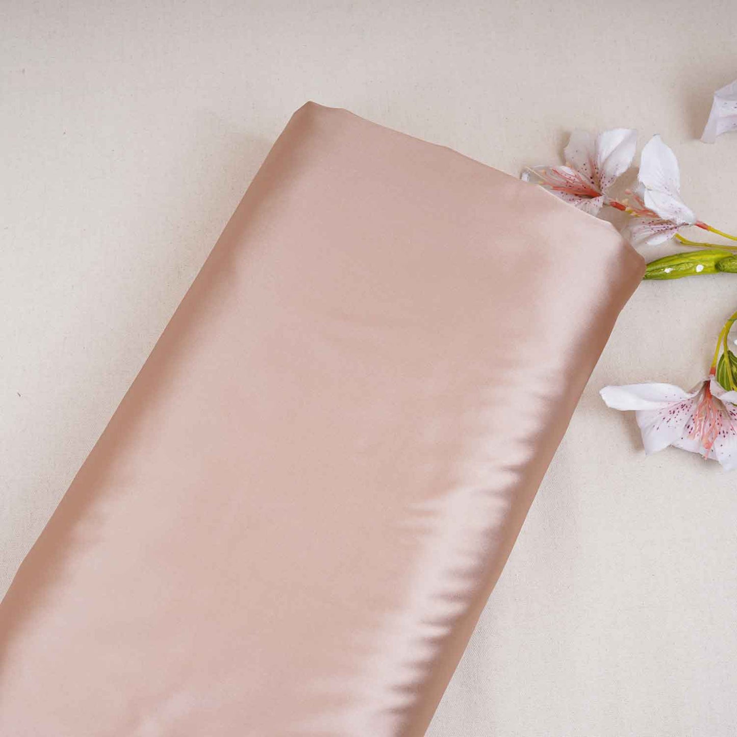 Peach Solid Celina Satin Fabric OE-29011