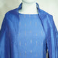 Blue Embroidered Coord Set(Top,Bottom,Scarf-Muslin)