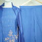 Blue Embroidered Coord Set(Top,Bottom,Scarf-Muslin)