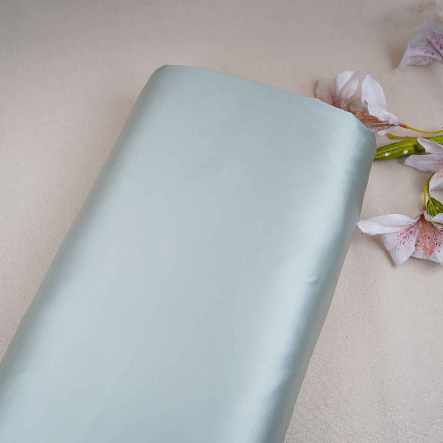 Mint Green Solid Celina Satin Fabric OE-29013 - TradeUNO