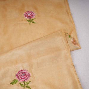 Mustard Floral Embroidery Bemberg Silk Fabric WI-29020 - TradeUNO