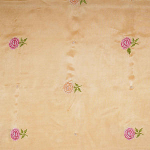 Mustard Floral Embroidery Bemberg Silk Fabric WI-29020 - TradeUNO