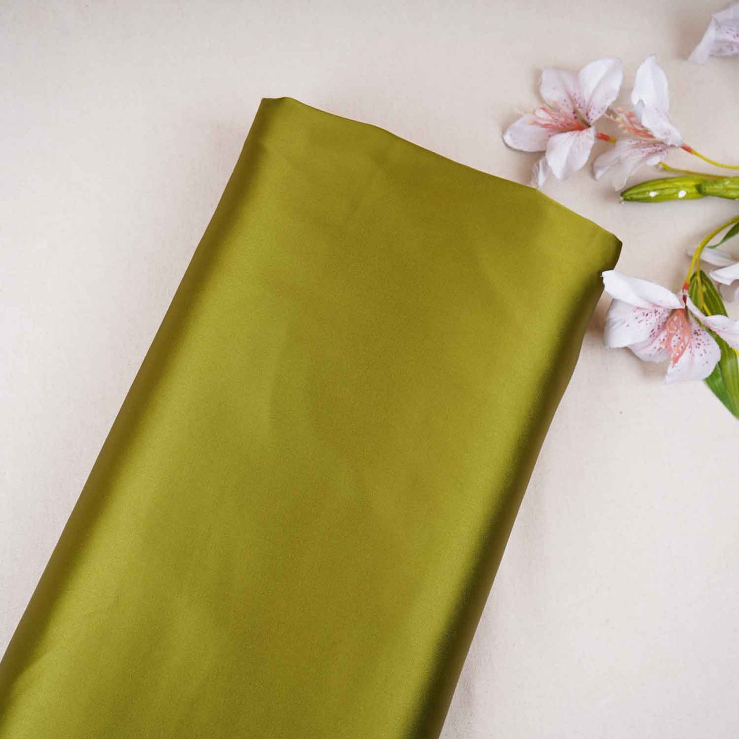 Olive Green Solid Celina Satin Fabric OE-29028