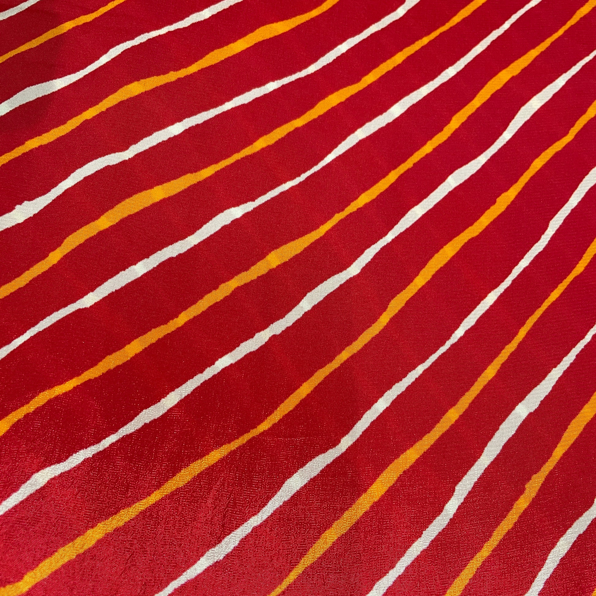 Red Lehariya Print Crepe Fabric