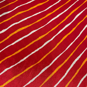Red Lehariya Print Crepe Fabric
