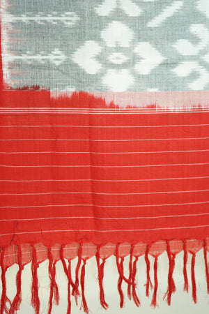 Premium  Red and Grey IKKAT Prints Dupatta Cotton Fabric