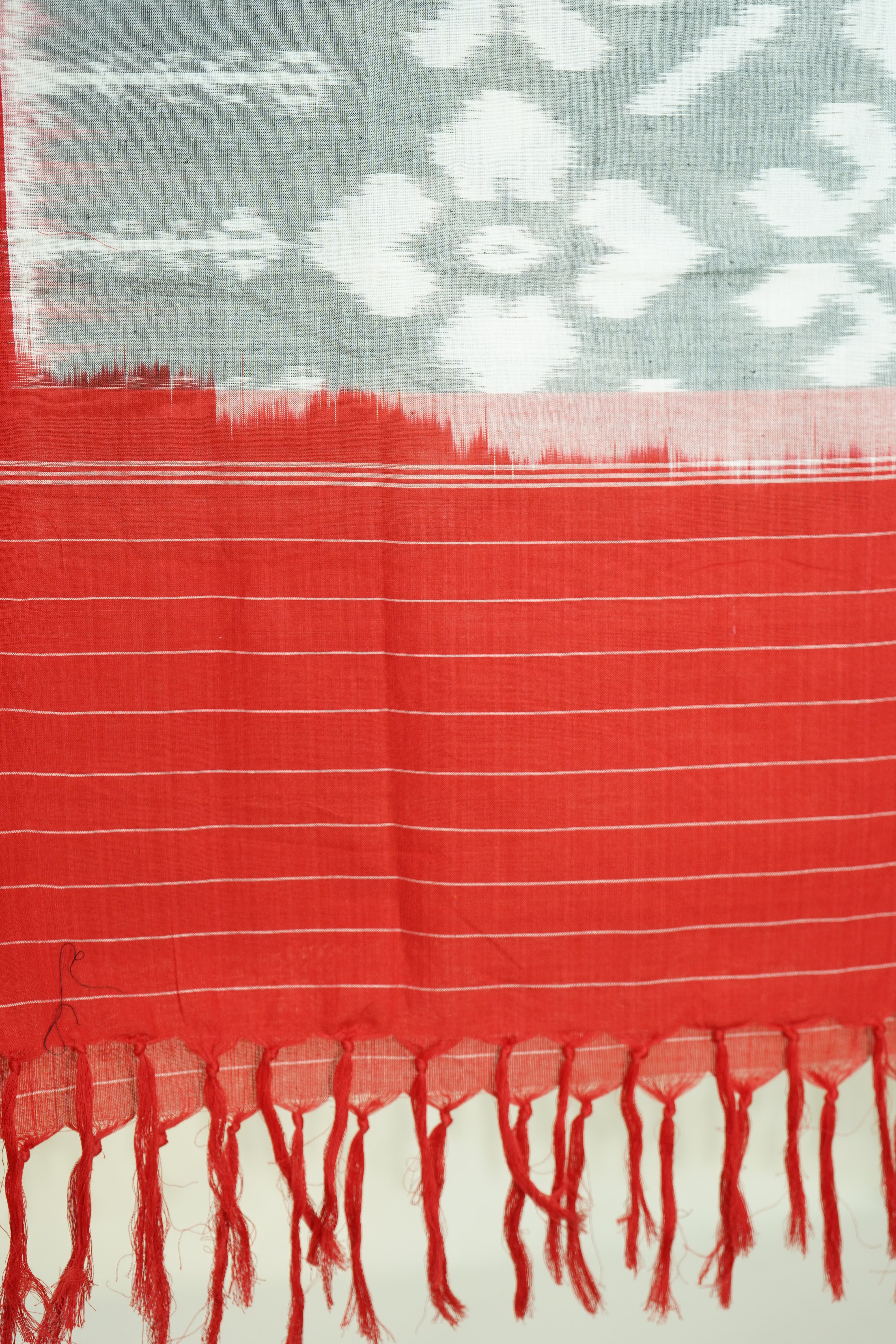Premium  Red and Grey IKKAT Prints Dupatta Cotton Fabric