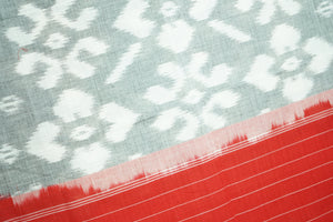 Premium  Red and Grey IKKAT Prints Dupatta Cotton Fabric